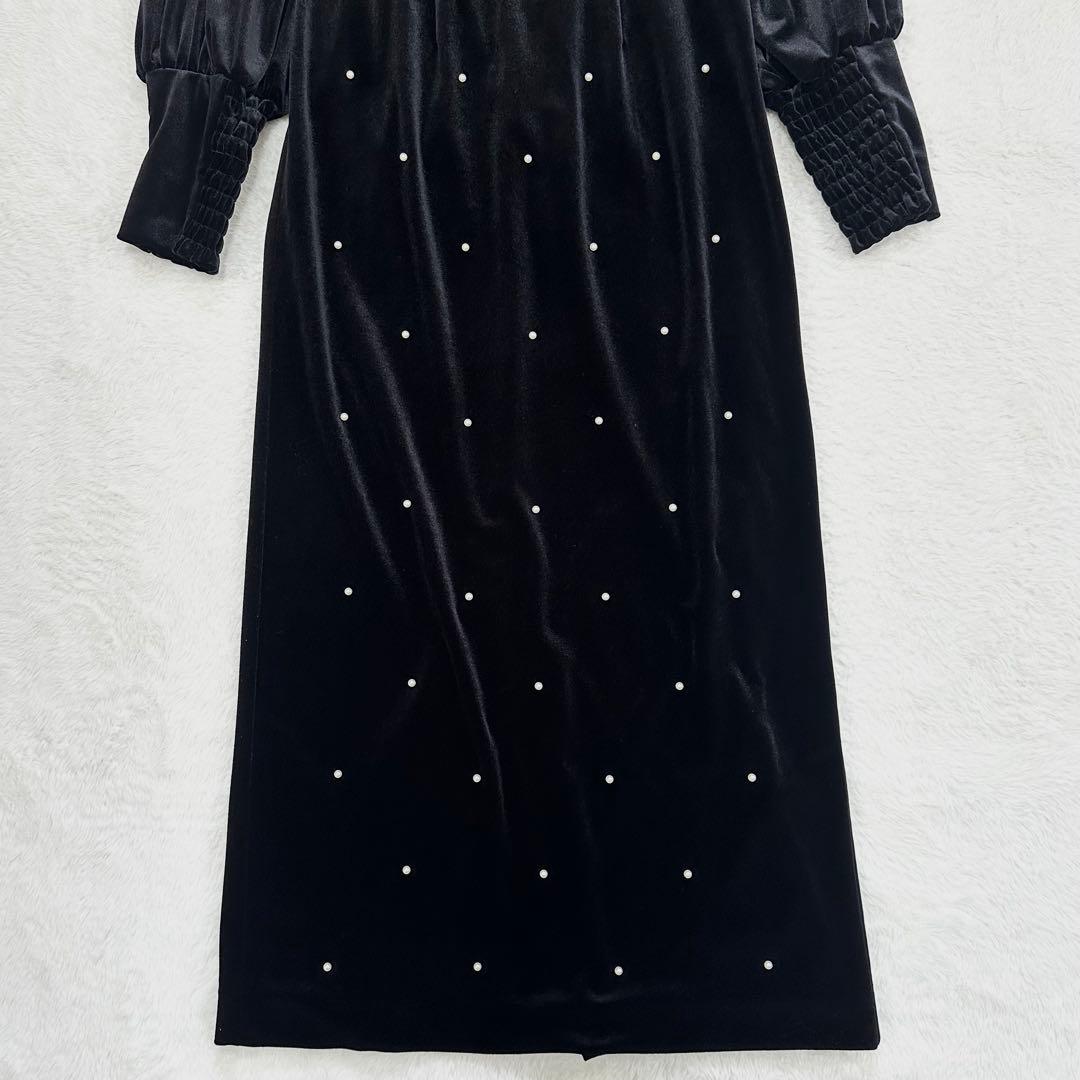 25AW 極美品✨Ameri アメリ バックオープン パール ベロアドレス S
