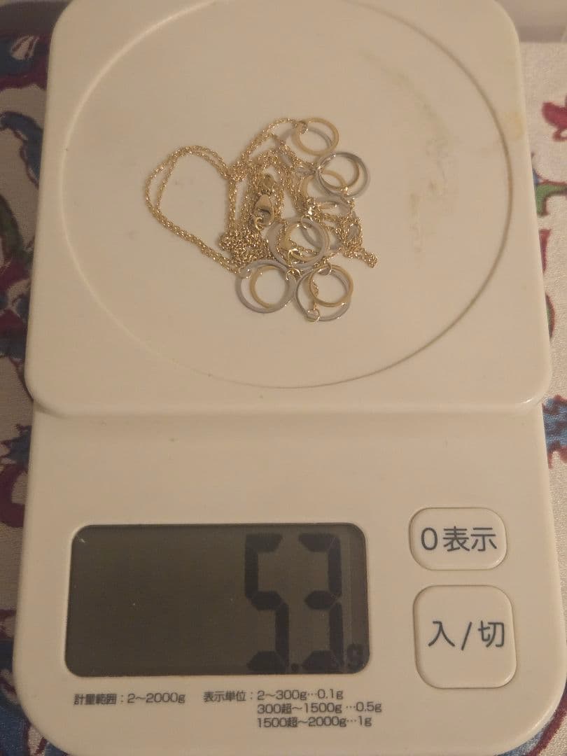 SALE☆美品☆ロングネックレス　YG&WG　80cm 750 k18