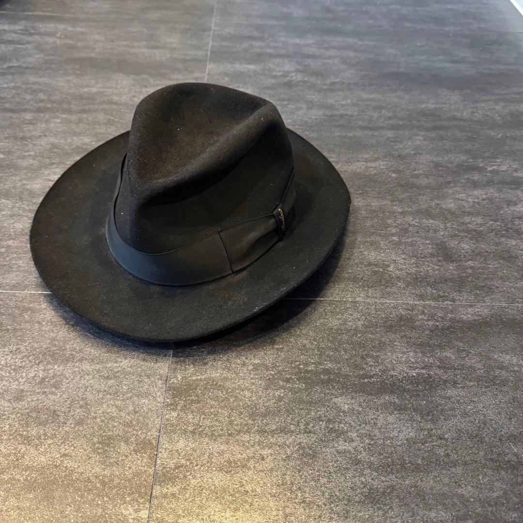 Borsalino ブラックウールハット 59