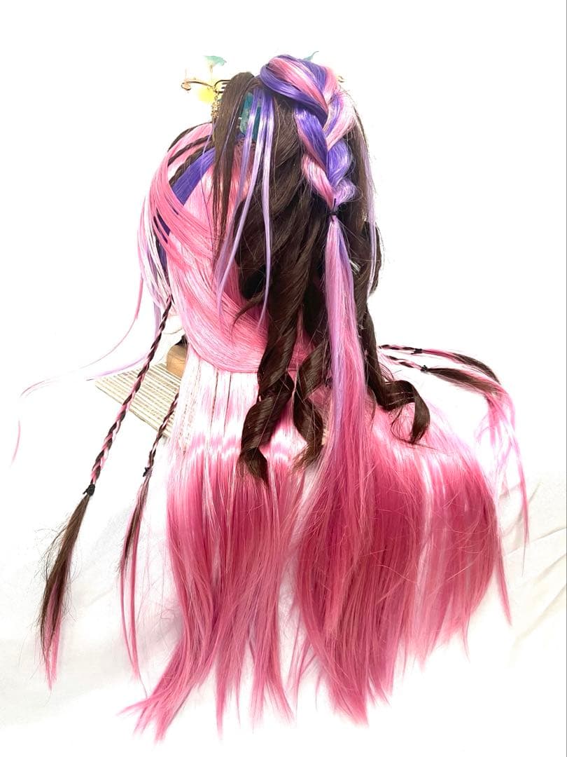 辰巳8号サイズ、ピンク耐熱グラデーションプラス、中古大衆演劇かつら、舞踊かつら