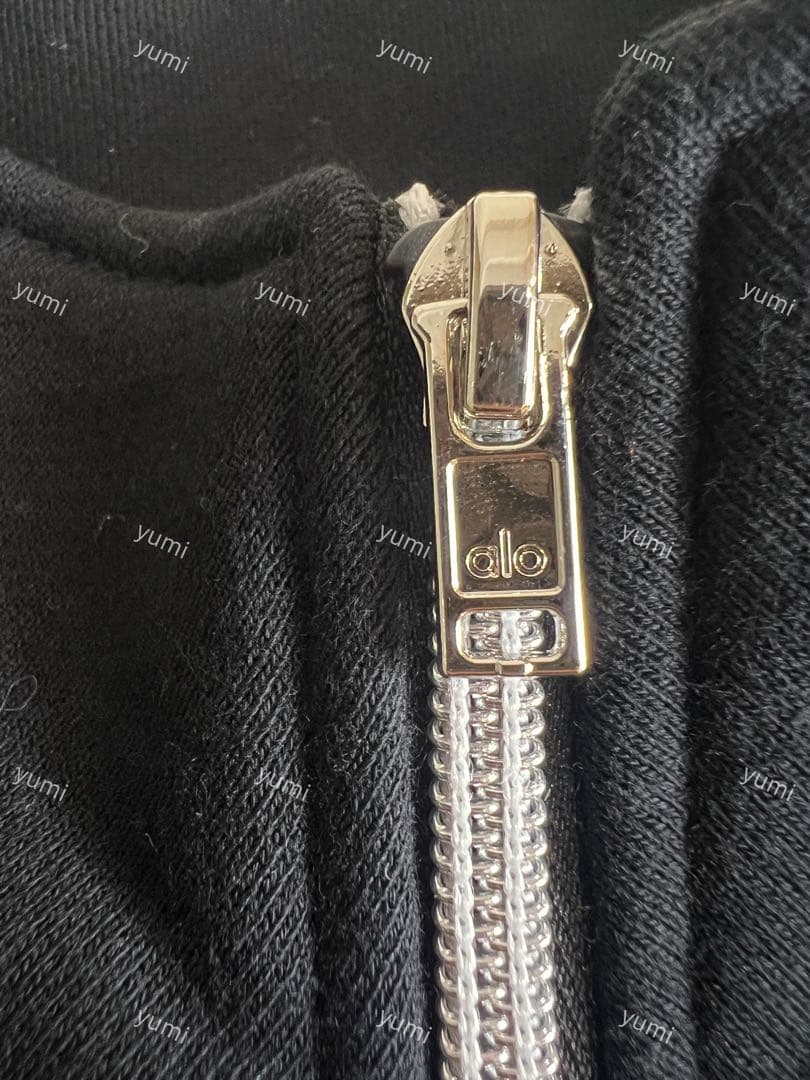 alo ブラックジップ トレーナー裏起毛SML