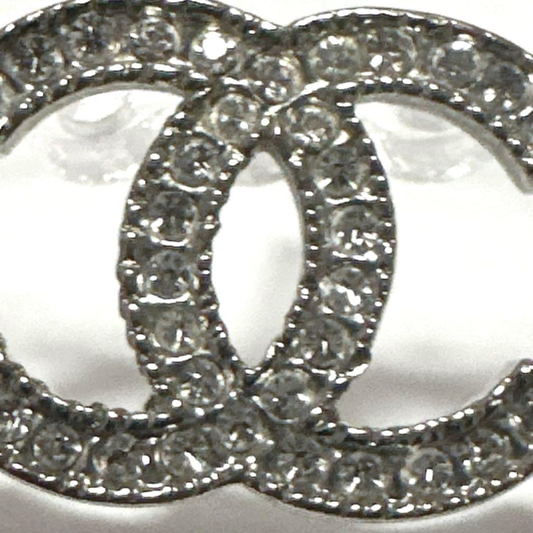 シャネル　CHANEL　ピアス　ココマーク　シルバー　メタル　ラインストーン