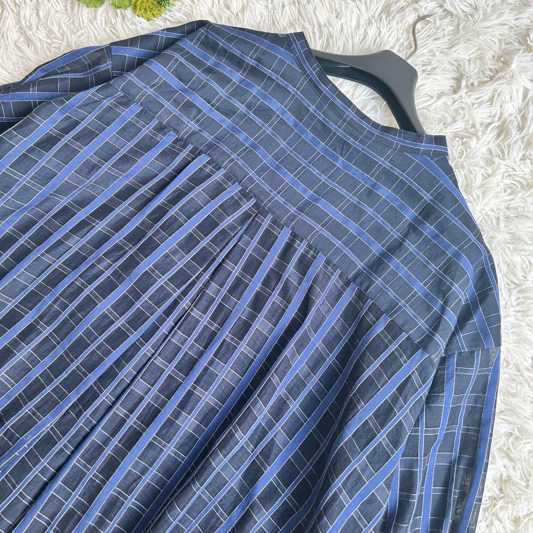 未使用級 24年♡レリアン プラスハウス チュニック チェック 13+ シルク混