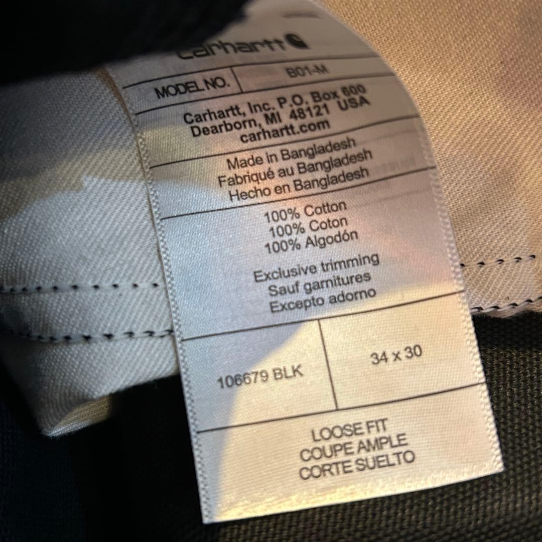 新品 Carhartt カーハート B01 ダック ダブルニー パンツ 黒W34