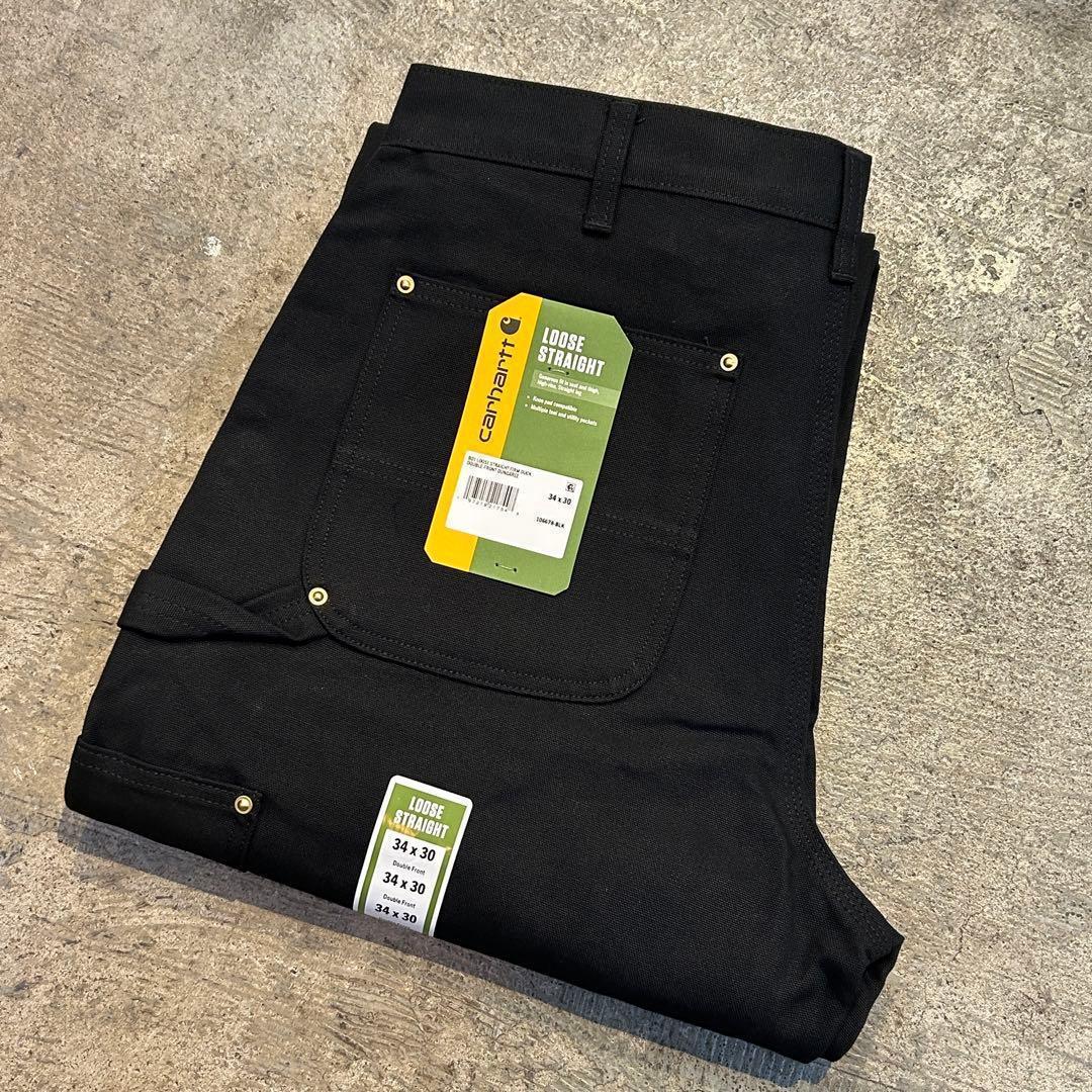 新品 Carhartt カーハート B01 ダック ダブルニー パンツ 黒W34