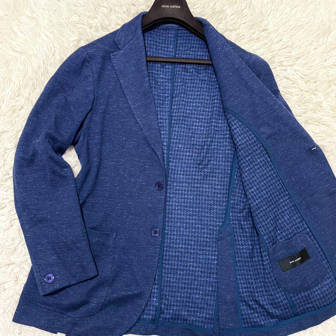 希少50サイズ リングヂャケット ソフトツイード テーラードジャケット ブルー