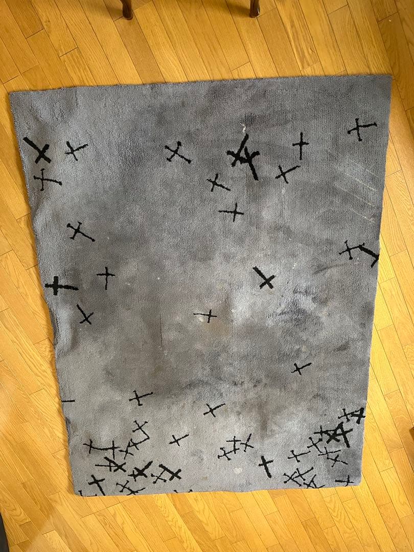 希少！アンダーカバー魔女期　グレー クロス模様 ラグ