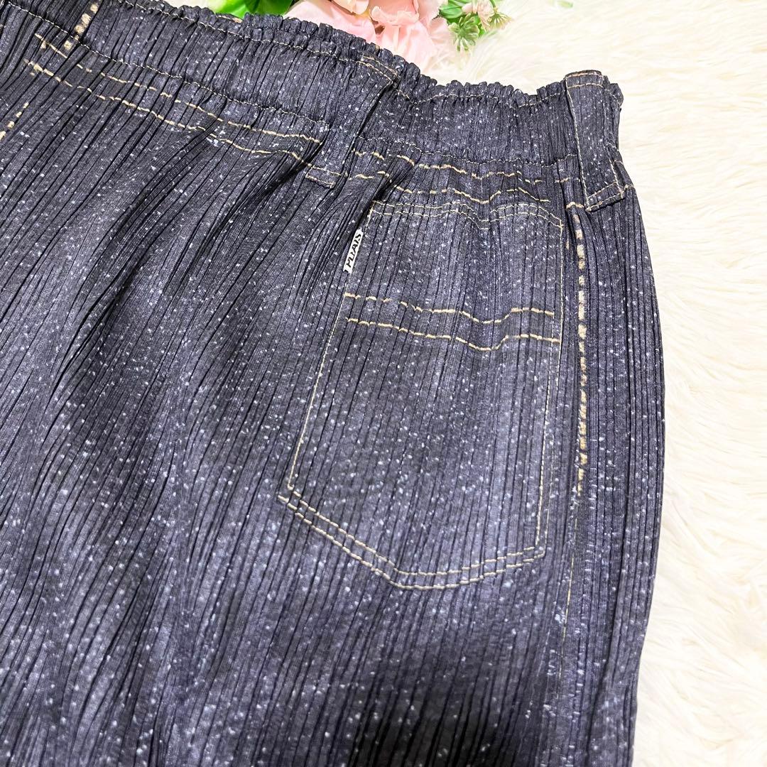 美品　PLEATS PLEASE セットアップ デニム転写 トップス　ロング丈