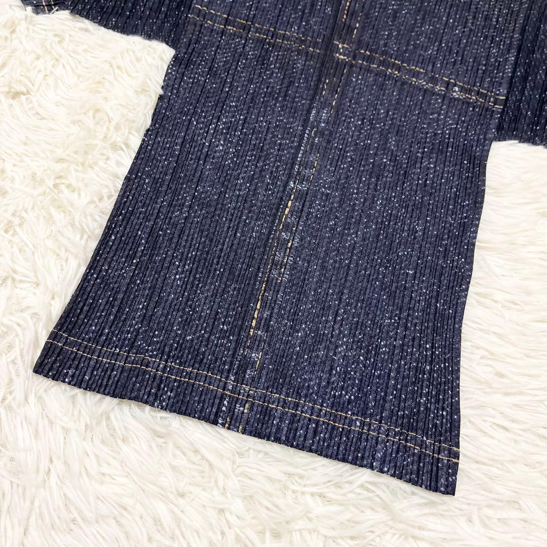 美品　PLEATS PLEASE セットアップ デニム転写 トップス　ロング丈