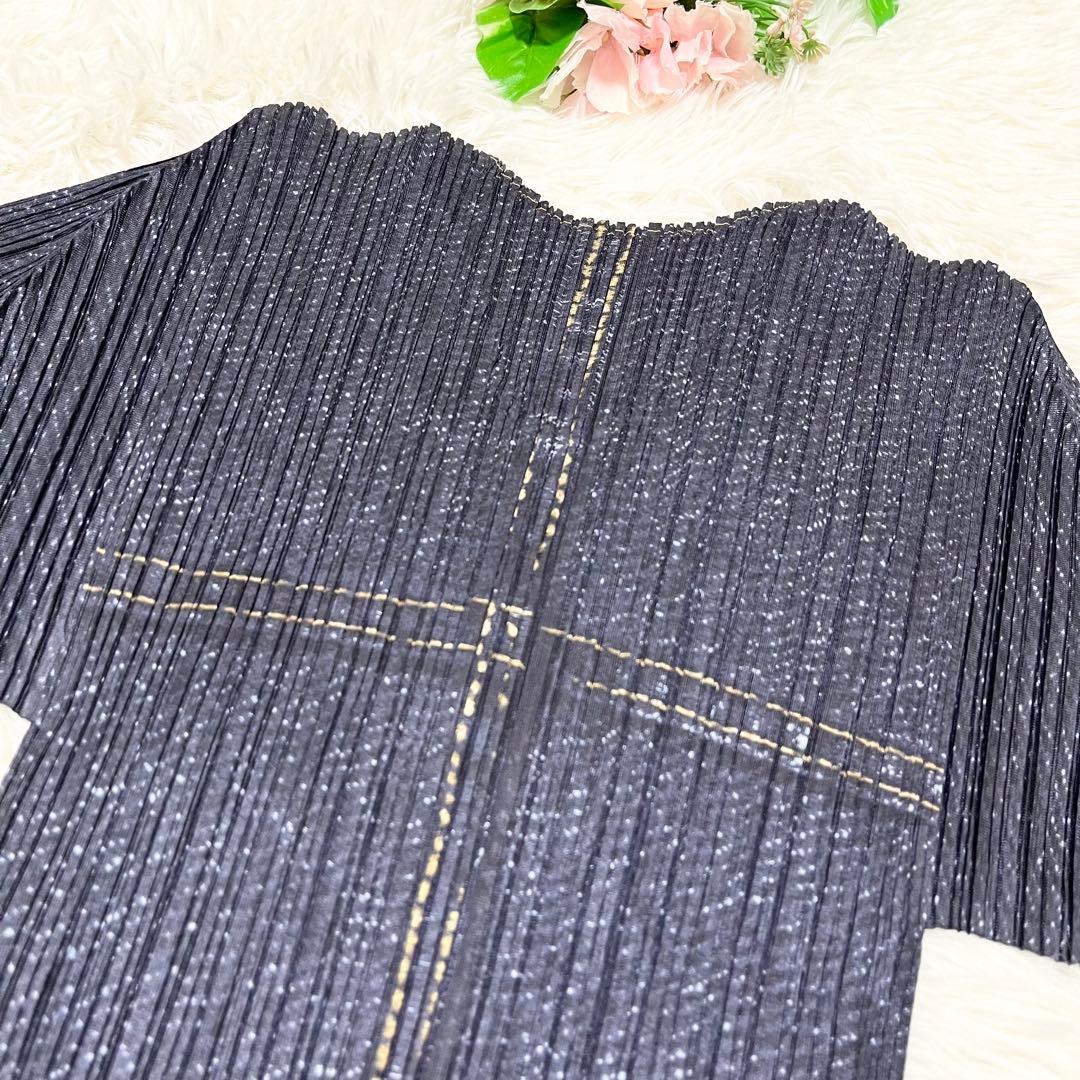 美品　PLEATS PLEASE セットアップ デニム転写 トップス　ロング丈