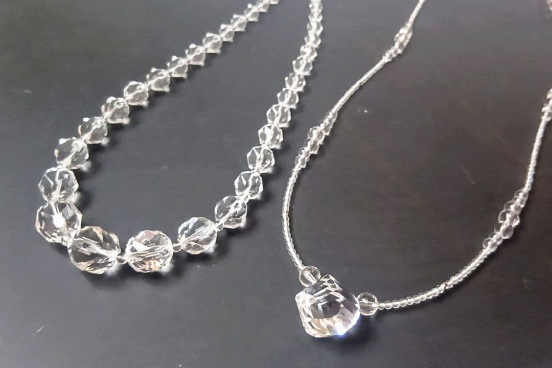 K18 WG 水晶 ファンシースカーレット ネックレス他 ※ネックレス2点セット