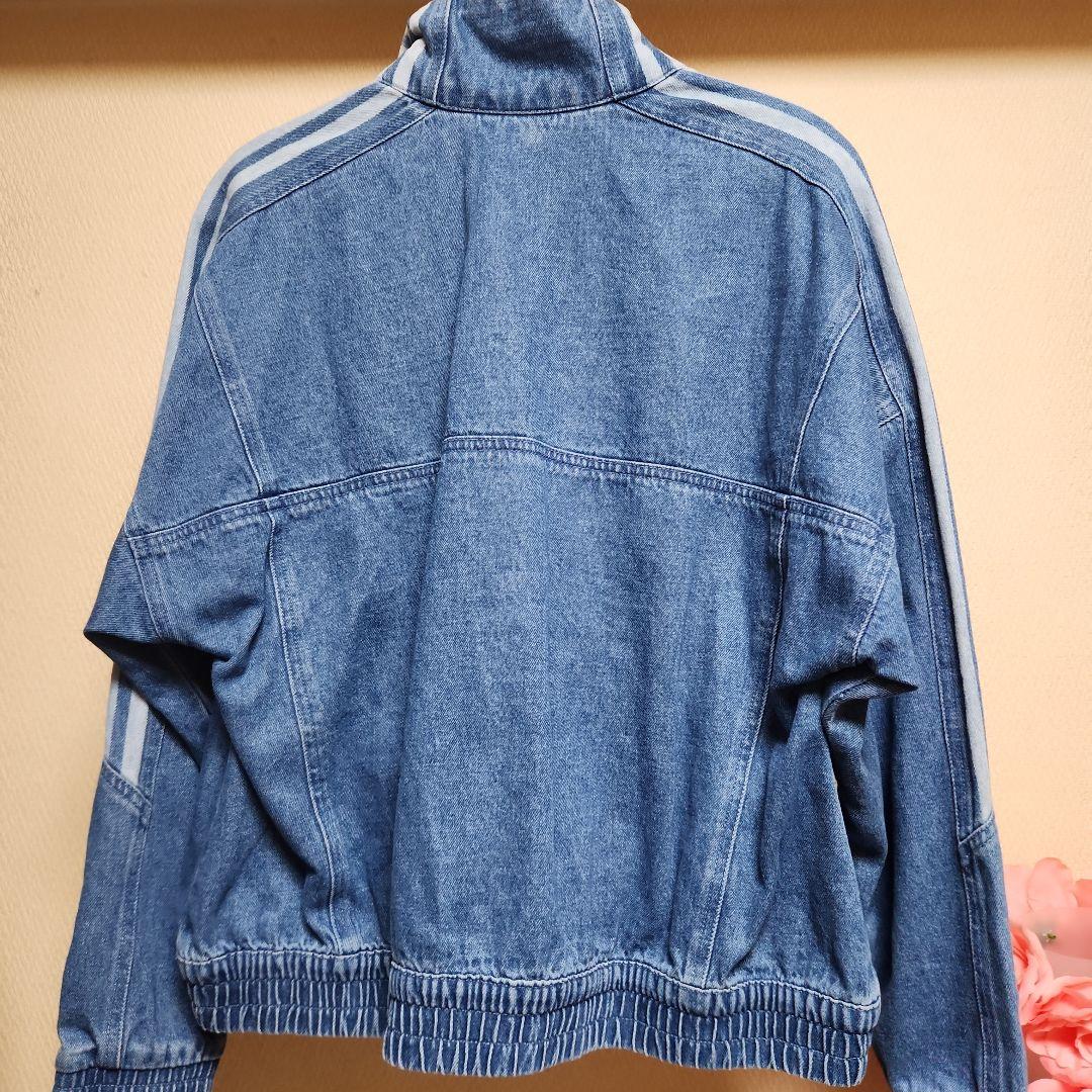 アディダス デニムクロップド トラックトップ ハーフジップ XL ジャケット