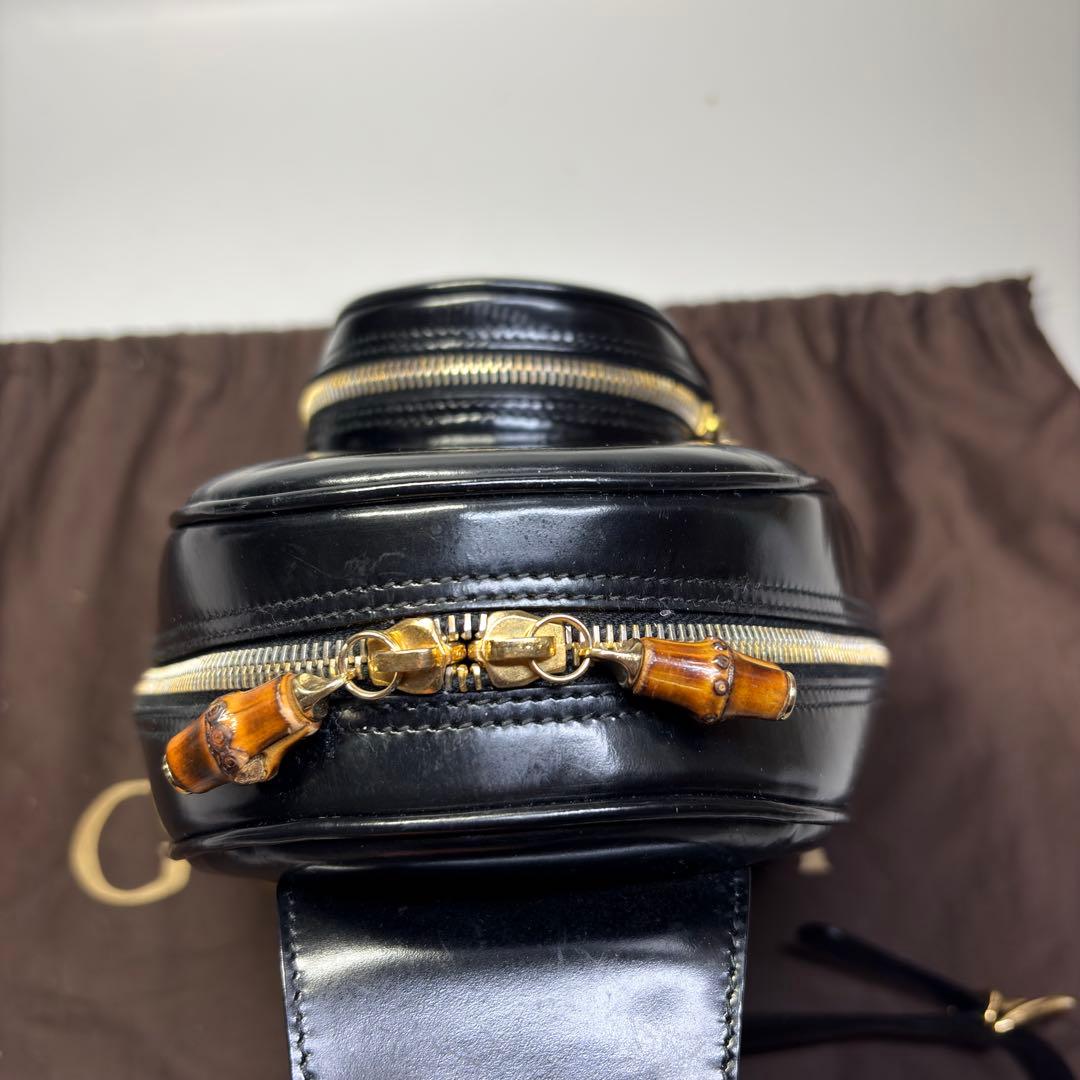 美品　グッチ ボディバッグ バンブー ワンショルダー 斜め掛け レザー ブラック