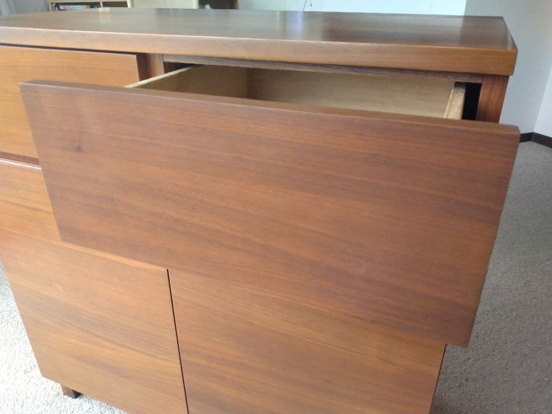 MUJI/無印良品 木製脚付きキャビネット/ウォールナット材/食器棚/収納家具