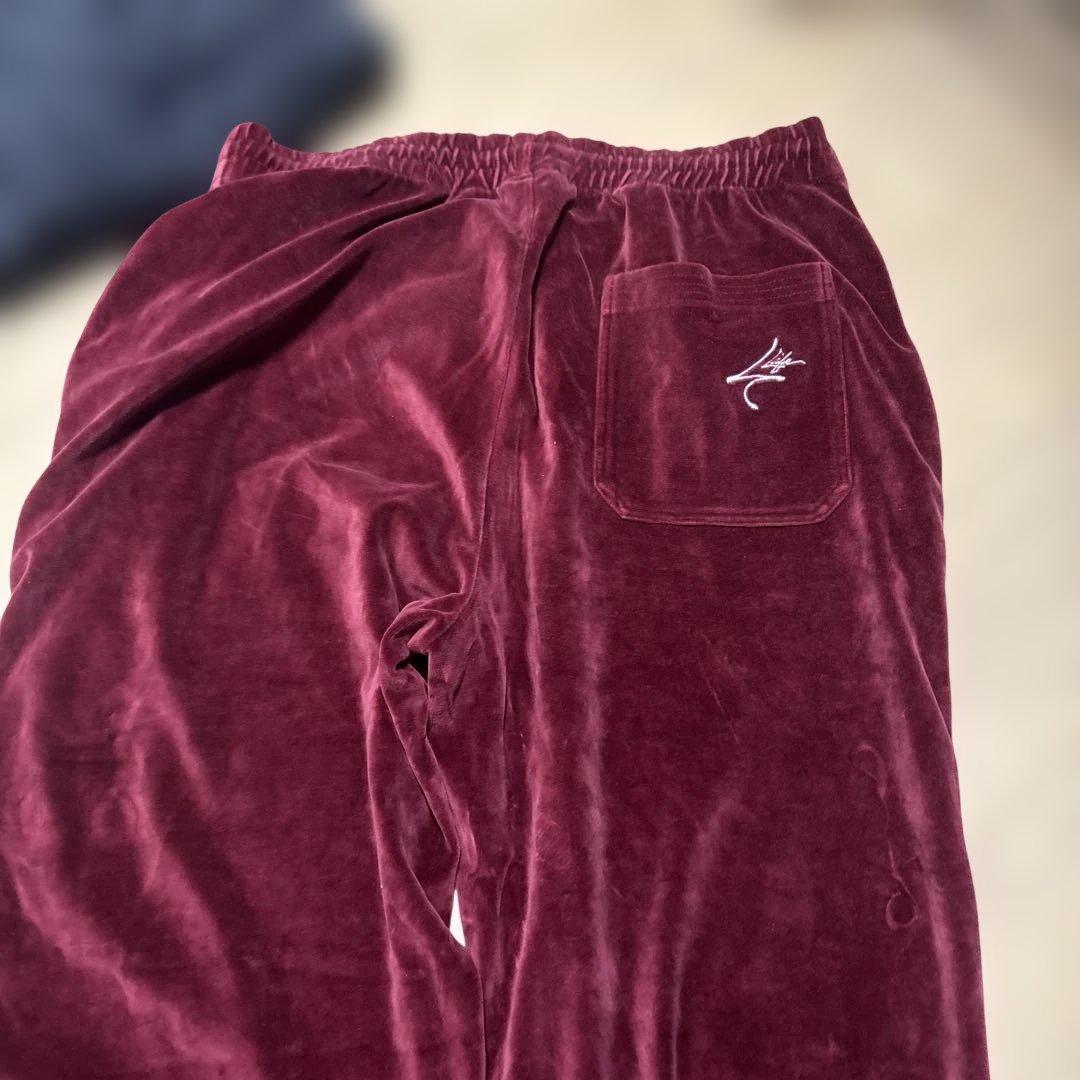 W*m様 ベロア　セットアップ　バーガンディ ベルベット ジャージセット