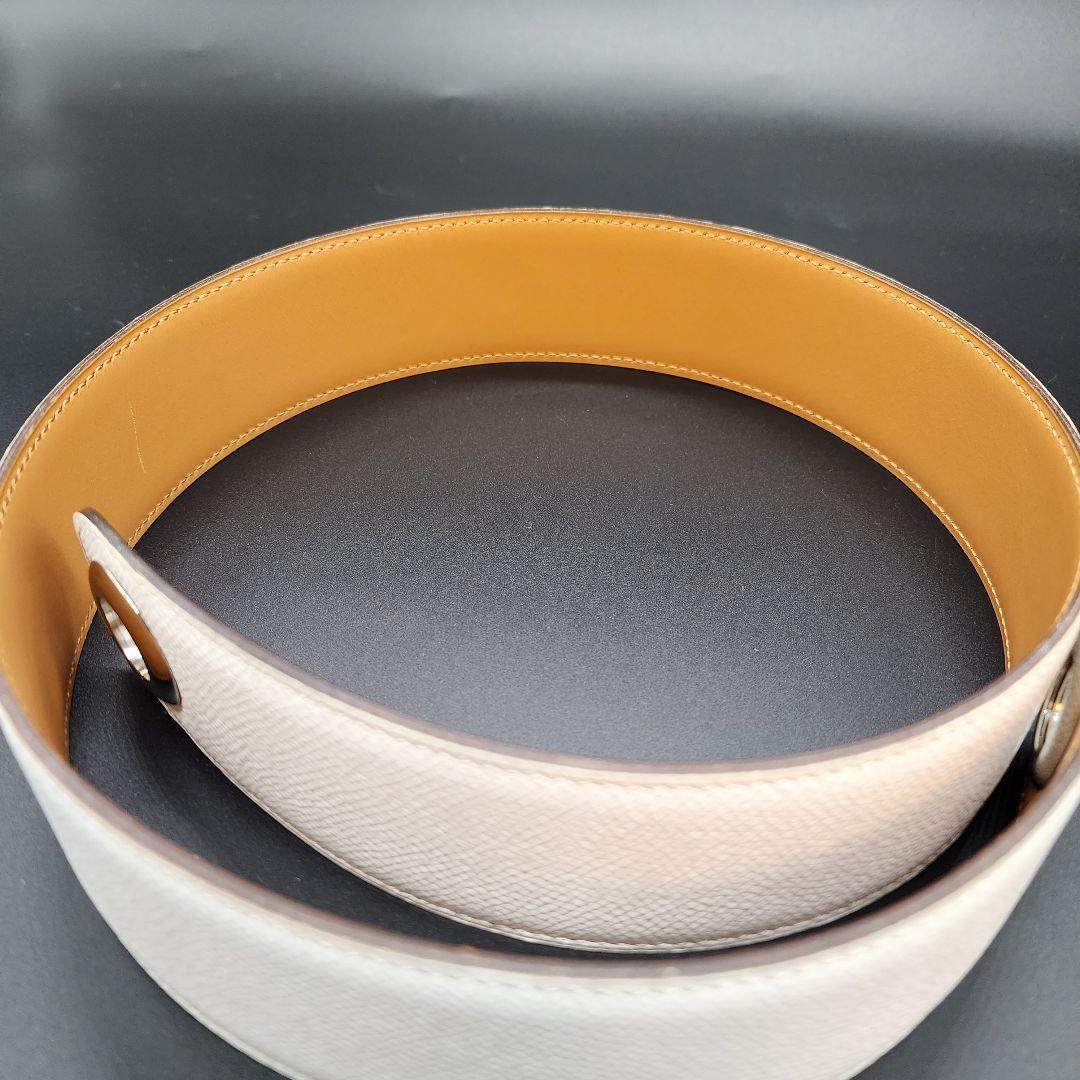 レザー【 良品 】 エルメス　スカーフベルト　白　レザー　銀金具　フランス製