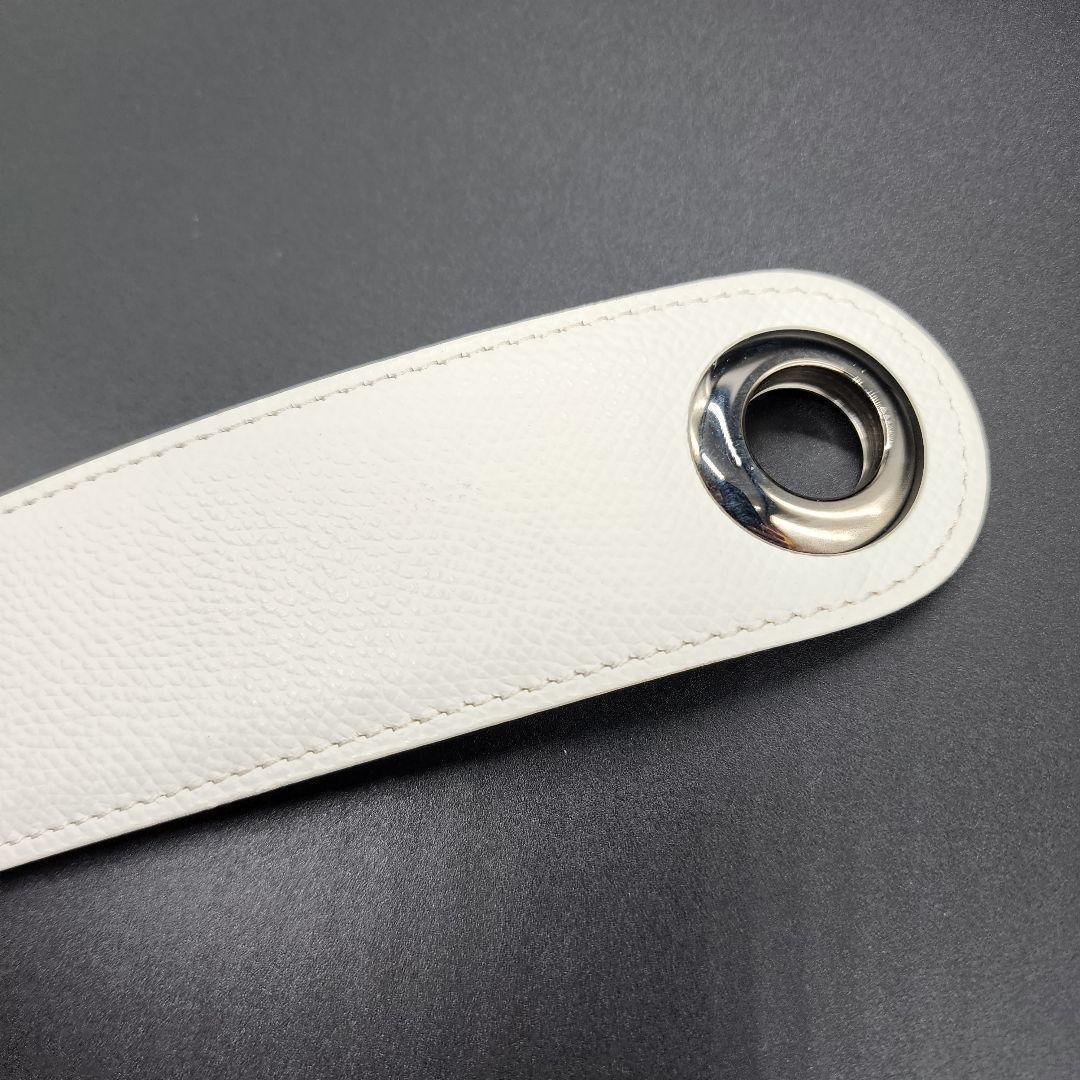 レザー【 良品 】 エルメス　スカーフベルト　白　レザー　銀金具　フランス製
