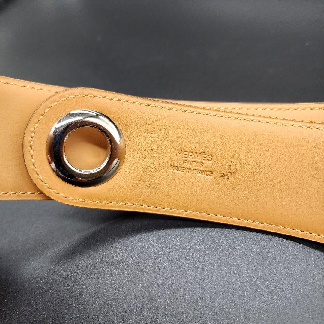 レザー【 良品 】 エルメス　スカーフベルト　白　レザー　銀金具　フランス製