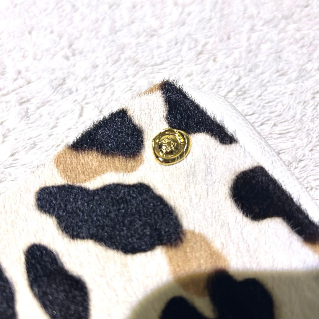 極美　未使　A.D.M.J エーディエムジェイ　がま口　財布　ハラコ　豹柄
