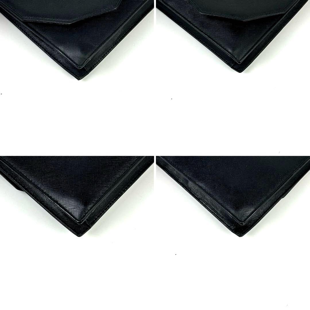 美品■イヴサンローラン　クラッチバッグ　YSL　裏地総柄　サフィアーノレザー　黒