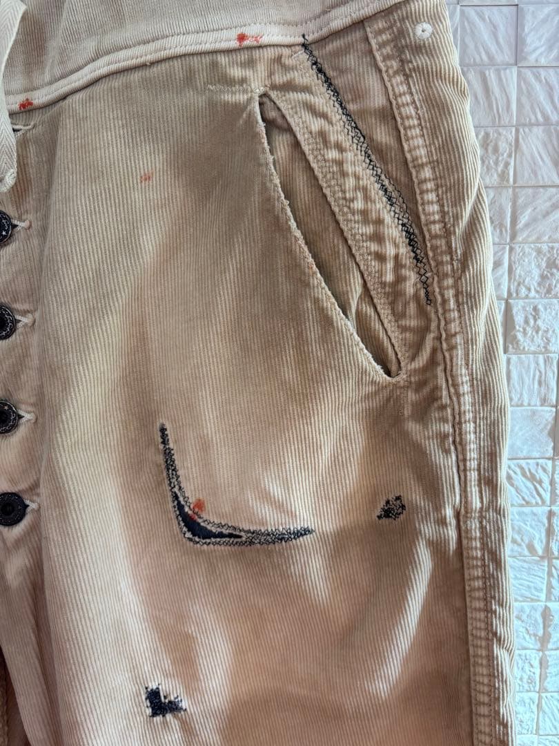 キャピタル KAPITALコーデュロイ イージーパンツ ダメージ加工 刺繍入り