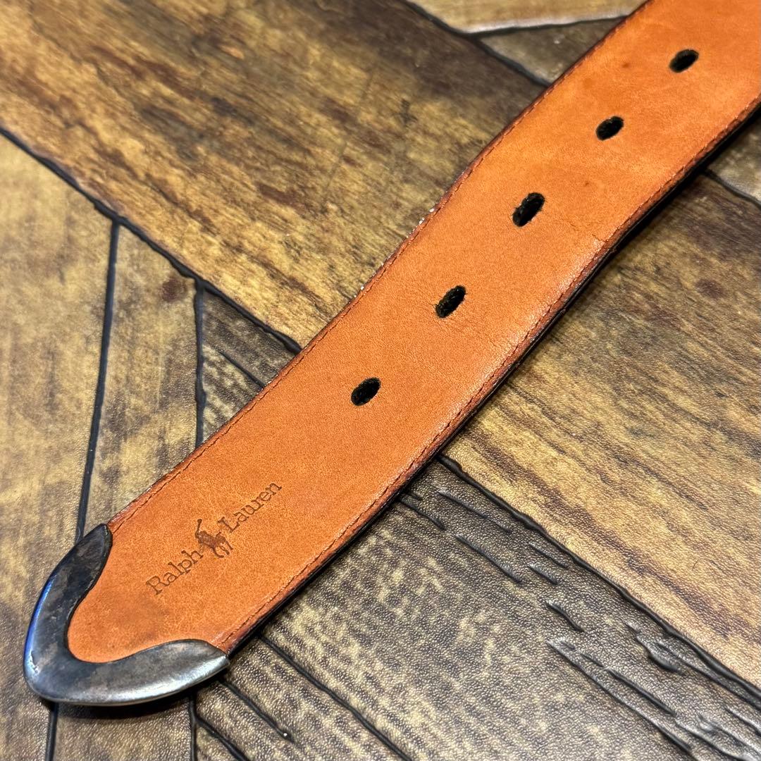 ラルフローレン アリゲーター レザー ベルト シルバー製バックル