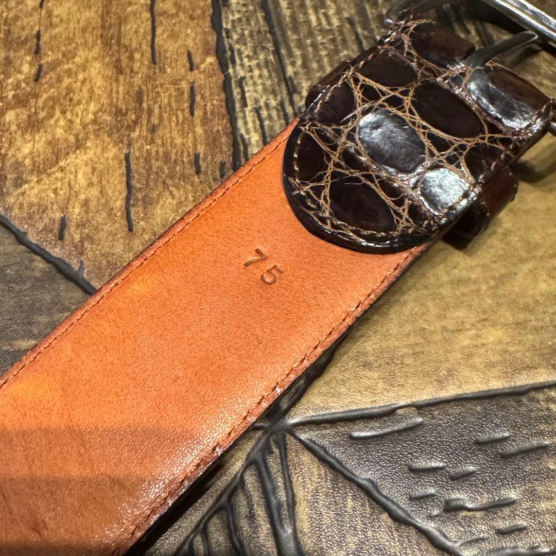 ラルフローレン アリゲーター レザー ベルト シルバー製バックル