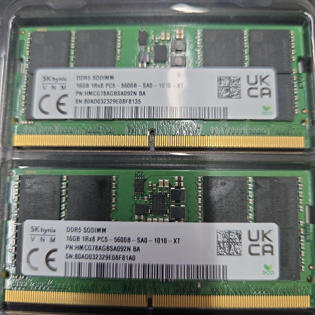 SK hynix 16GB×2 DDR5 SO-DIMM メモリー