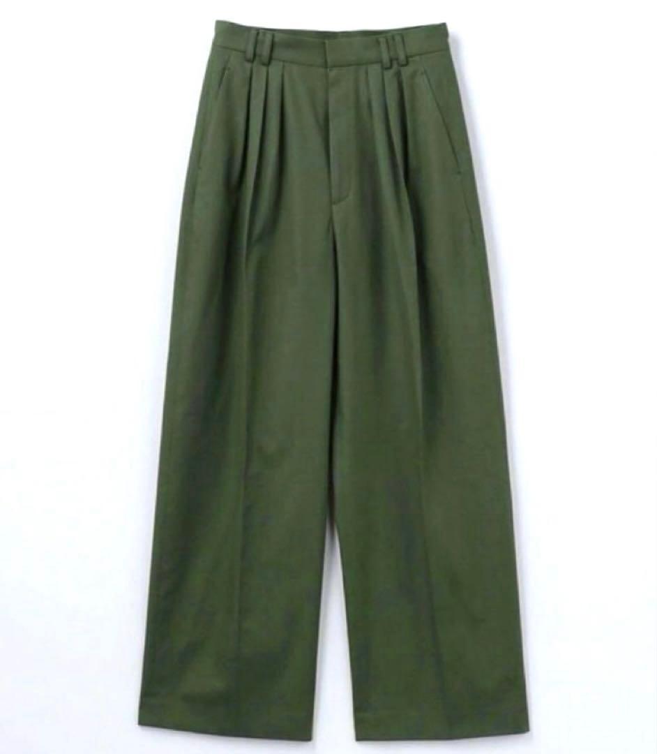 ROKU ロク　カーキ　タックパンツ