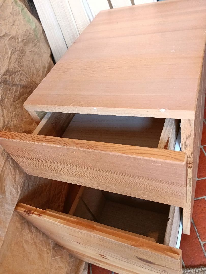 【廃盤】無印良品 MUJI パイン材 キャビネット サイドチェスト キャスター付