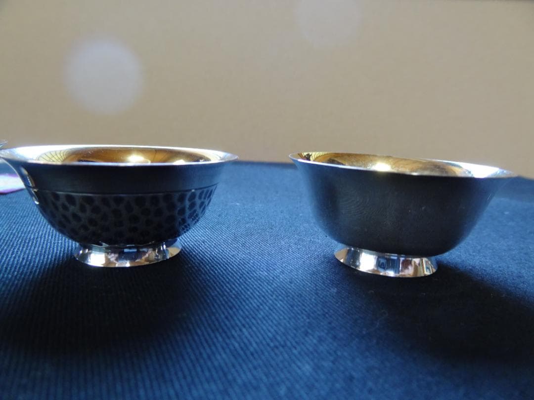 銀杯　純銀盃　純銀刻印　鎚目他　お猪口　4個　重量約67ｇ