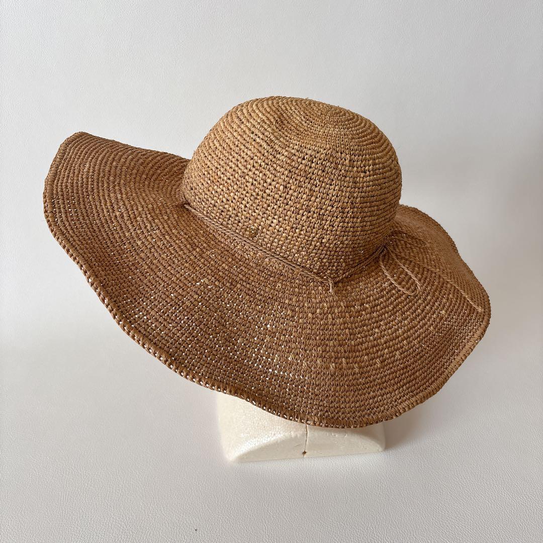 ヘレンカミンスキー ラフィアハット つば広 ワイヤー 麦わら帽子
