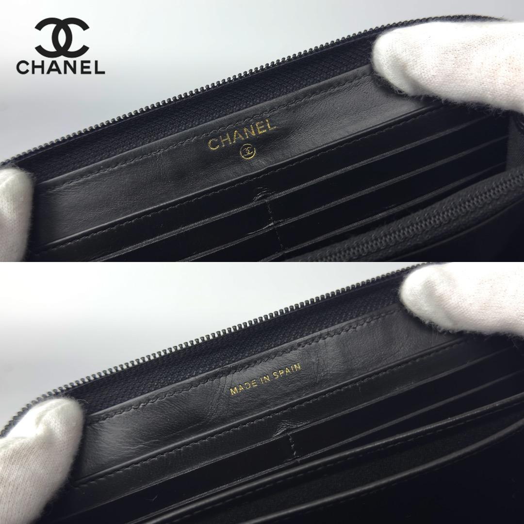 正規品　CHANEL ボーイシャネル　ゴールド金具　ラウンドファスナー　長財布