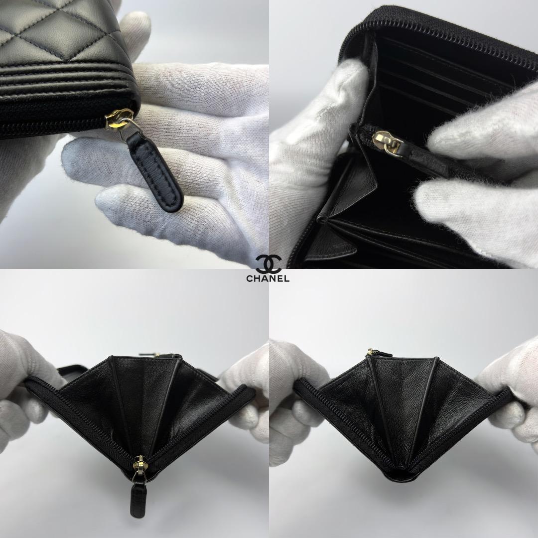 正規品　CHANEL ボーイシャネル　ゴールド金具　ラウンドファスナー　長財布