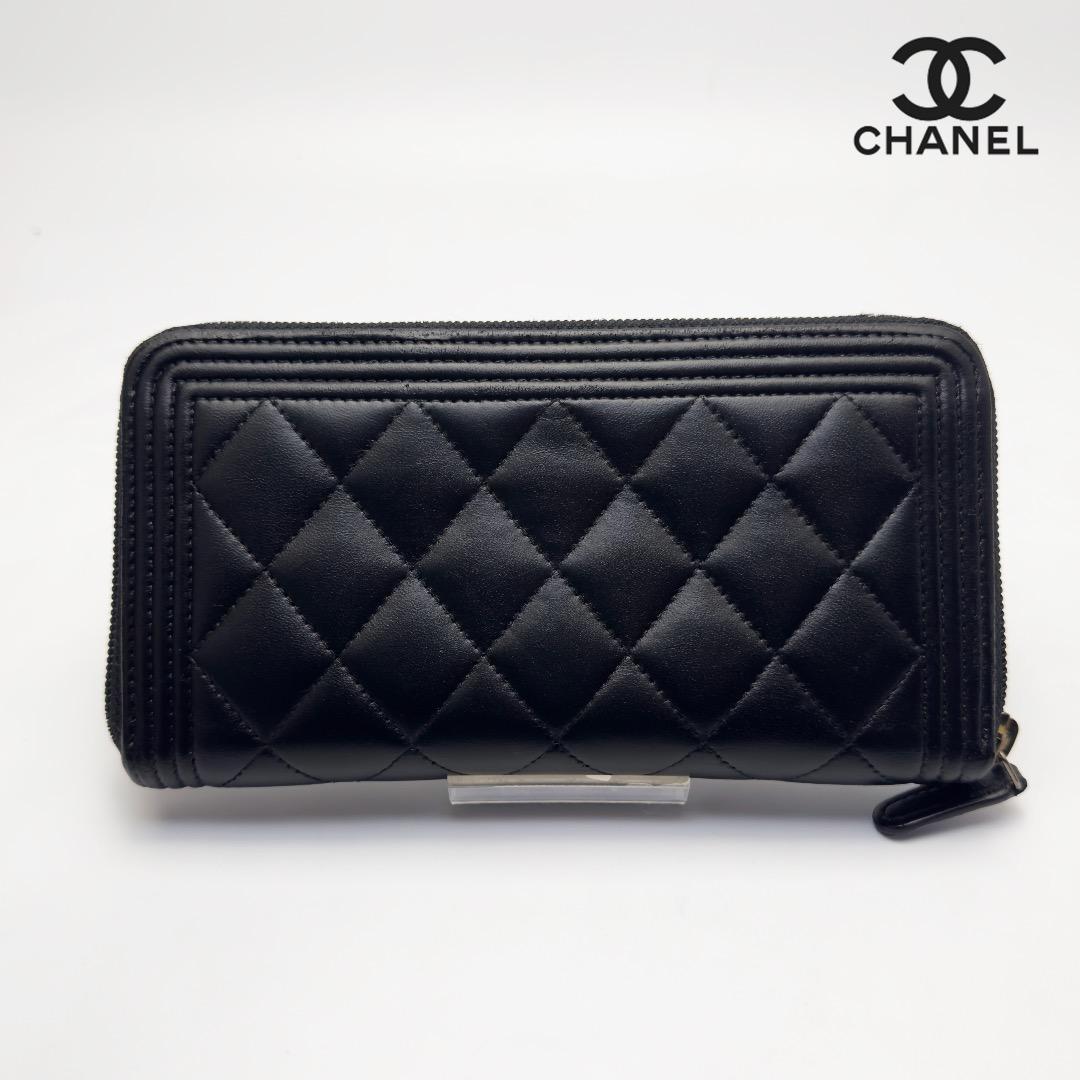 正規品　CHANEL ボーイシャネル　ゴールド金具　ラウンドファスナー　長財布