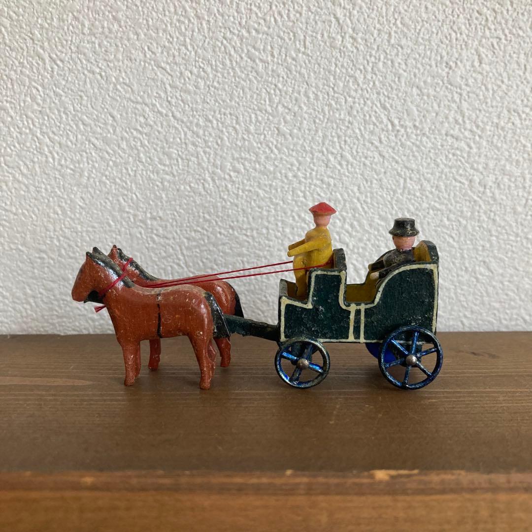 WF-35 ドイツアンティークミニチュア小さな小さな木製馬車＆素敵な建物のセット