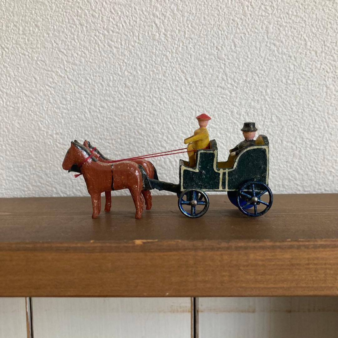 WF-35 ドイツアンティークミニチュア小さな小さな木製馬車＆素敵な建物のセット