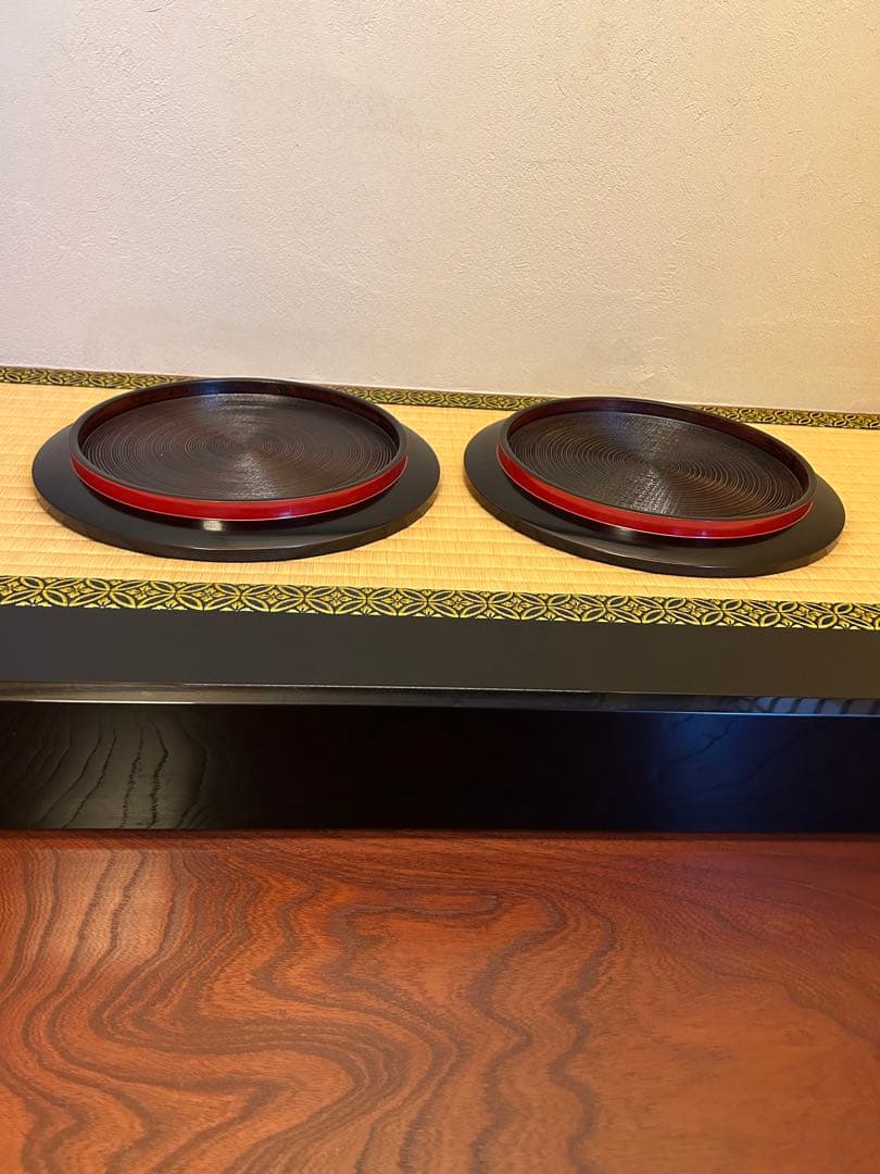 masa石川県加賀市 山中漆器 理平造 飘蒔儈膳四膳　共箱