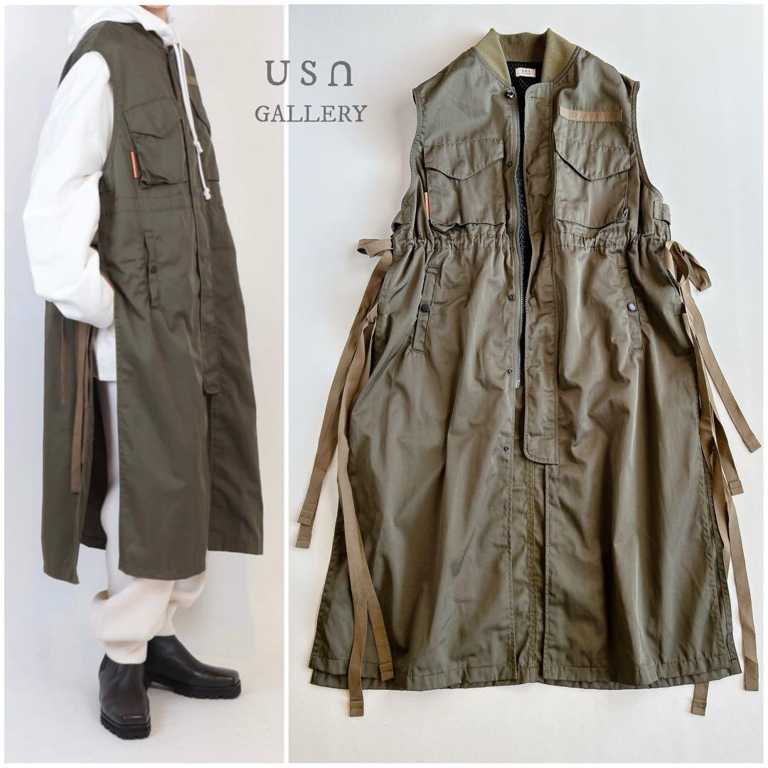 USU GALLERY 1％ ⿻ ミリタリー ロングベスト ジレ ギャザー 秋