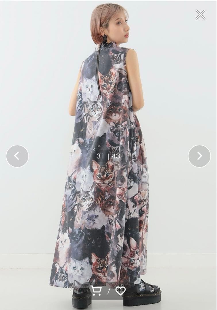 マミタス　mmts x unoaノースリ ワンピース 猫柄スカーフ靴下3点セット