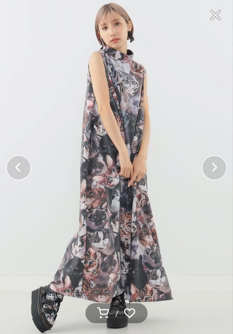 マミタス　mmts x unoaノースリ ワンピース 猫柄スカーフ靴下3点セット