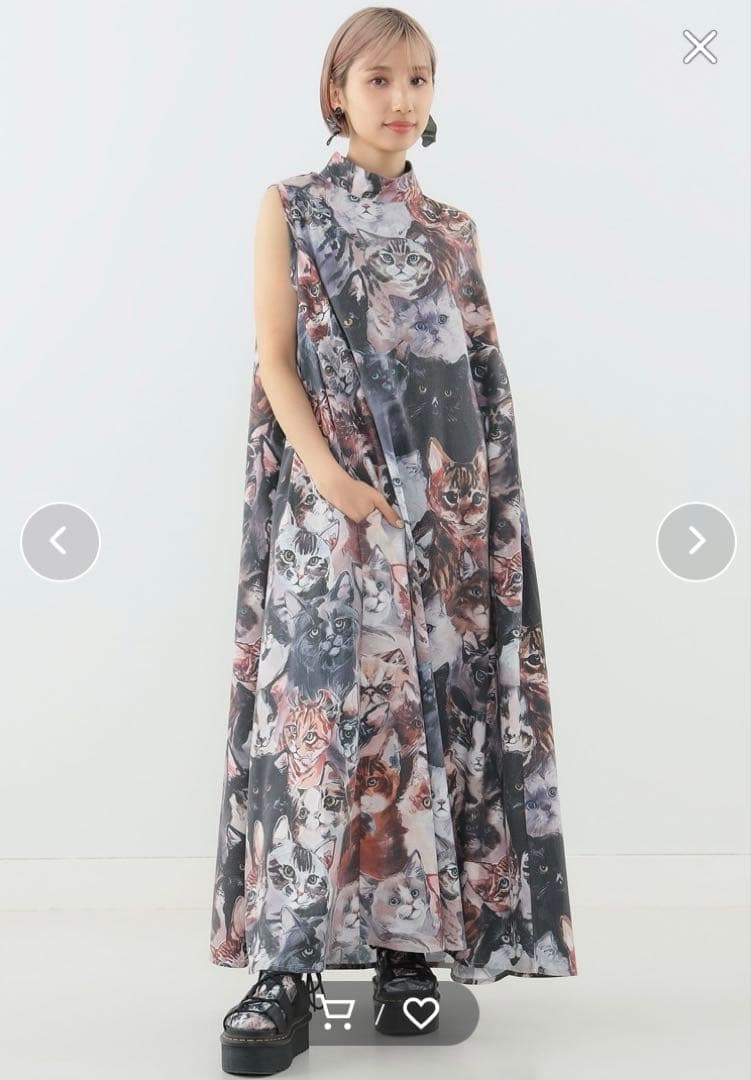 マミタス　mmts x unoaノースリ ワンピース 猫柄スカーフ靴下3点セット