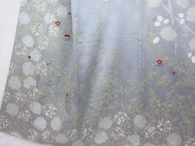 着用少ない！美品＊絞り＊刺繡＊ブルーグレー＊豪華＊訪問着＊１６０ｃｍ＊裄６５