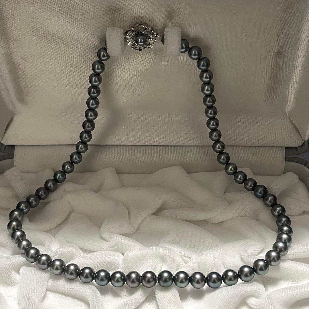 【あこや本真珠✨】ネックレス 6.5-7.0 アコヤパール 黒真珠 シルバー刻印
