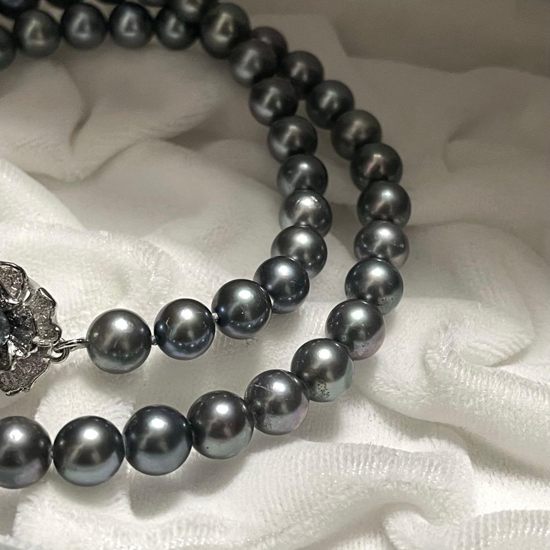 【あこや本真珠✨】ネックレス 6.5-7.0 アコヤパール 黒真珠 シルバー刻印