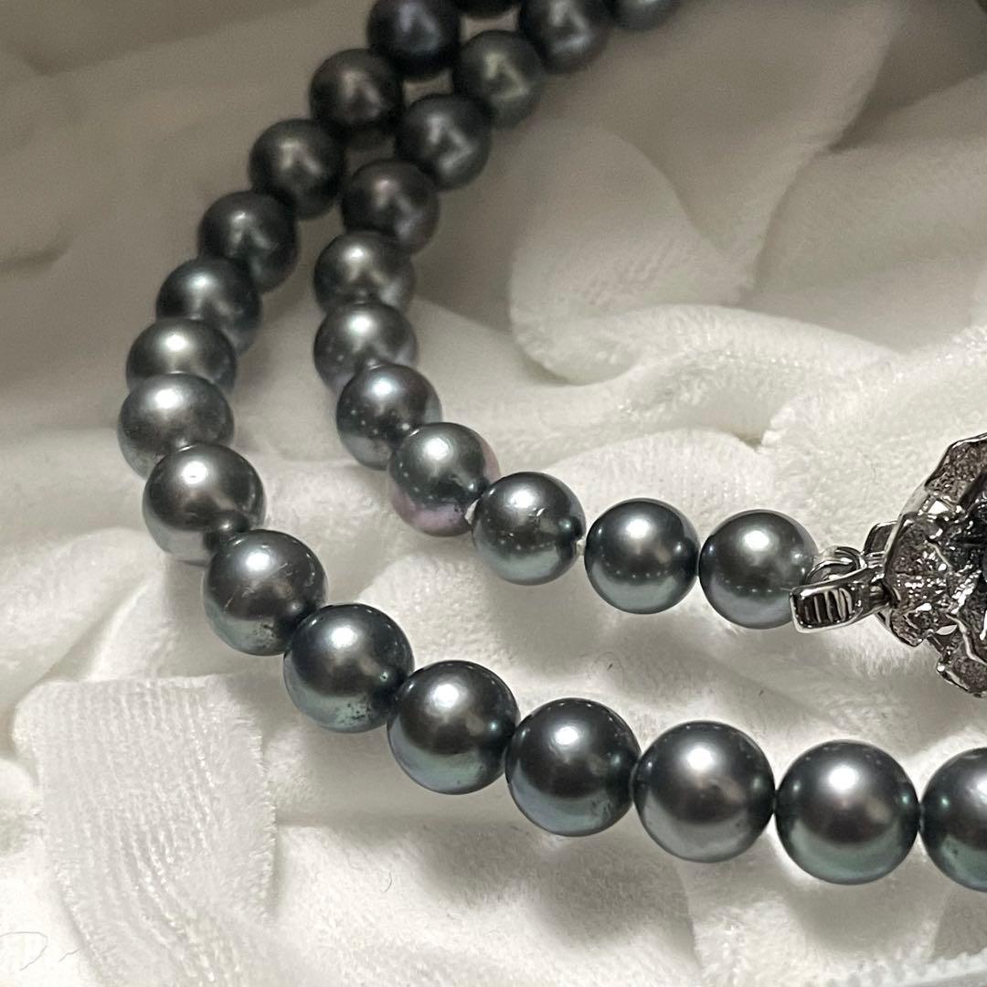 【あこや本真珠✨】ネックレス 6.5-7.0 アコヤパール 黒真珠 シルバー刻印