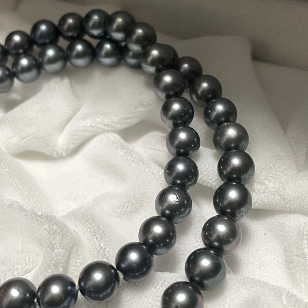 【あこや本真珠✨】ネックレス 6.5-7.0 アコヤパール 黒真珠 シルバー刻印