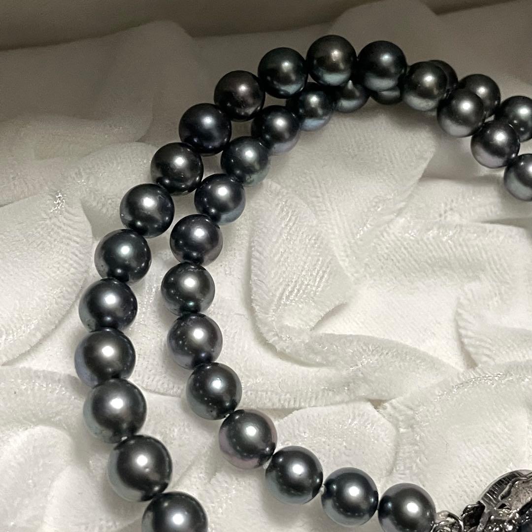 【あこや本真珠✨】ネックレス 6.5-7.0 アコヤパール 黒真珠 シルバー刻印