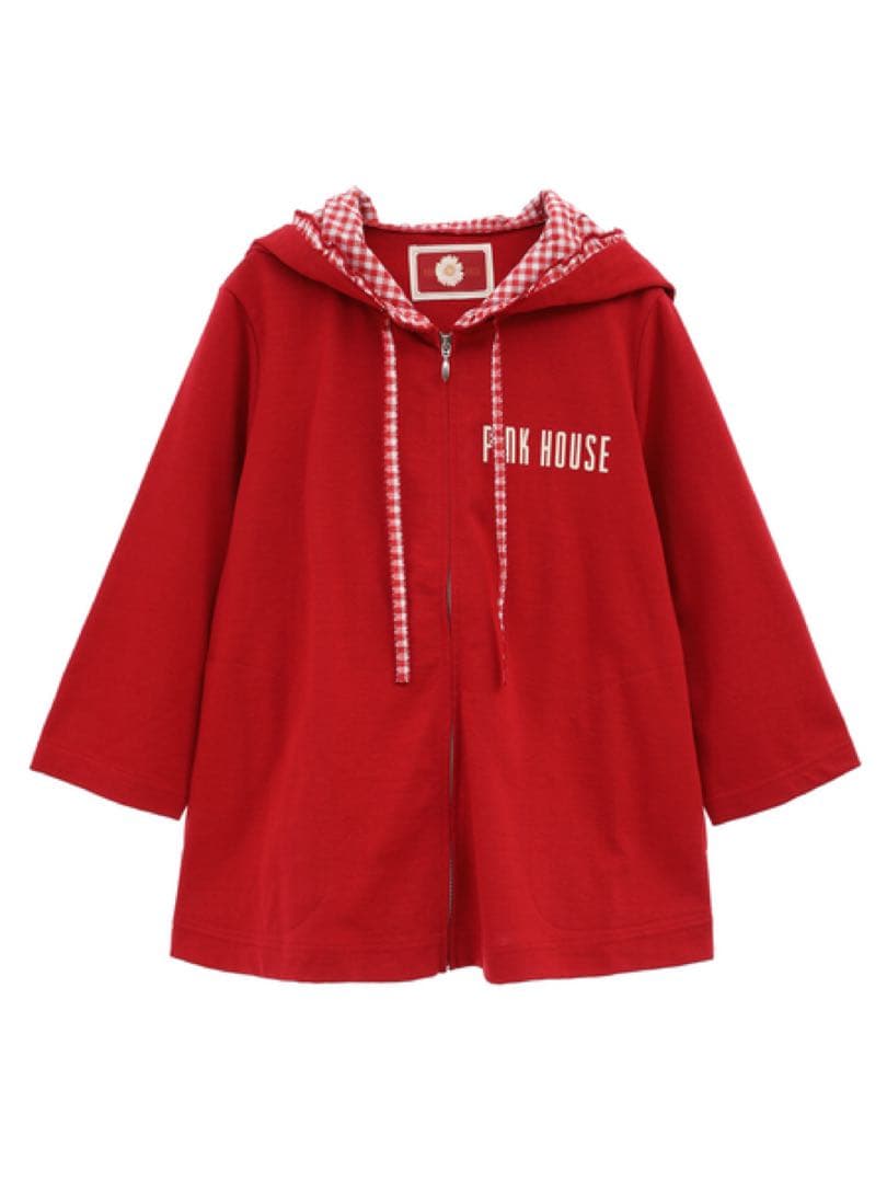 最終値下げ　ピンクハウス　ギンガムチェック　ひなきくワッペン使いパーカー