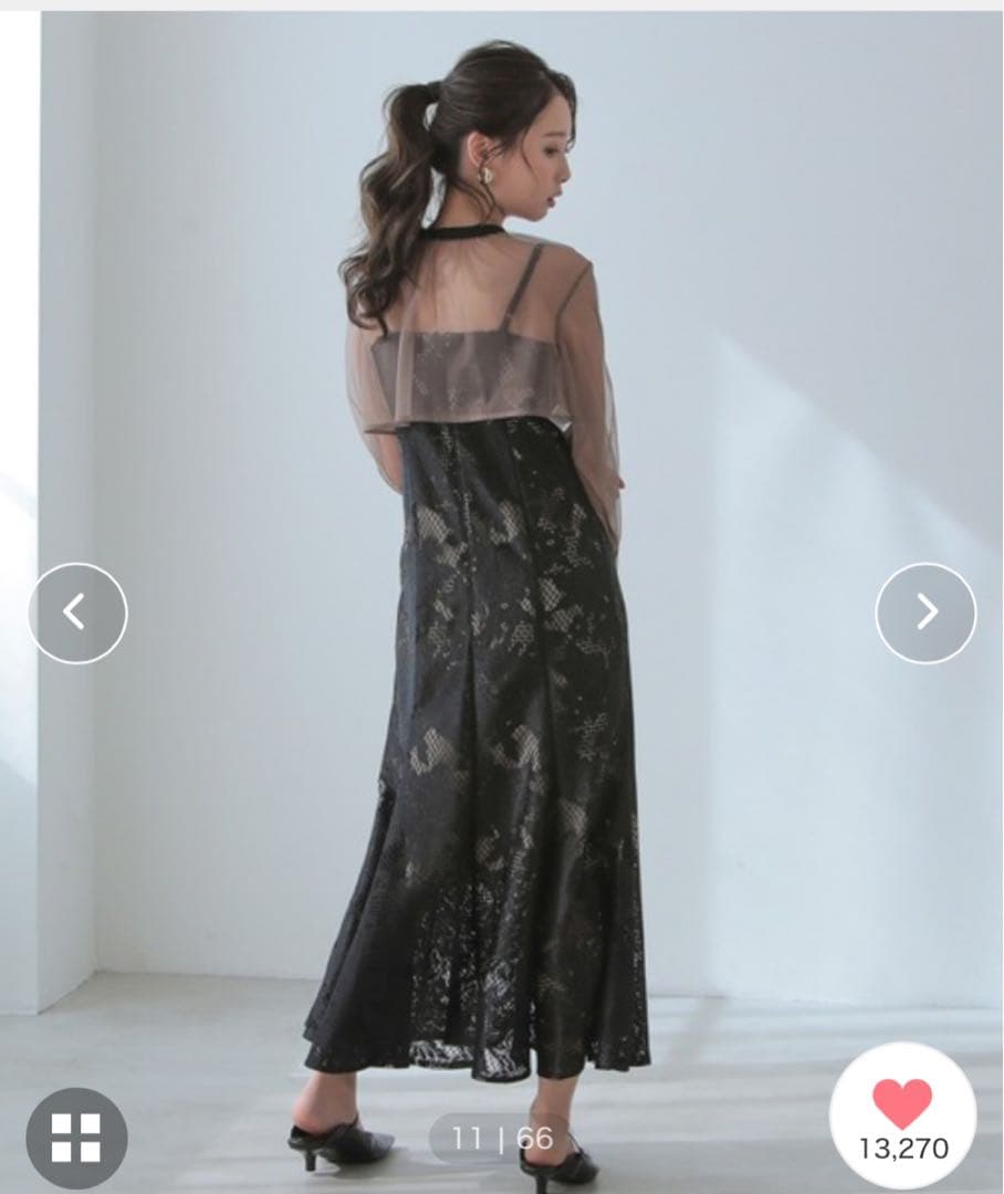 3wayシフォンボレロ&レースキャミドレス 結婚式 ワンピース　Ｌサイズ　黒